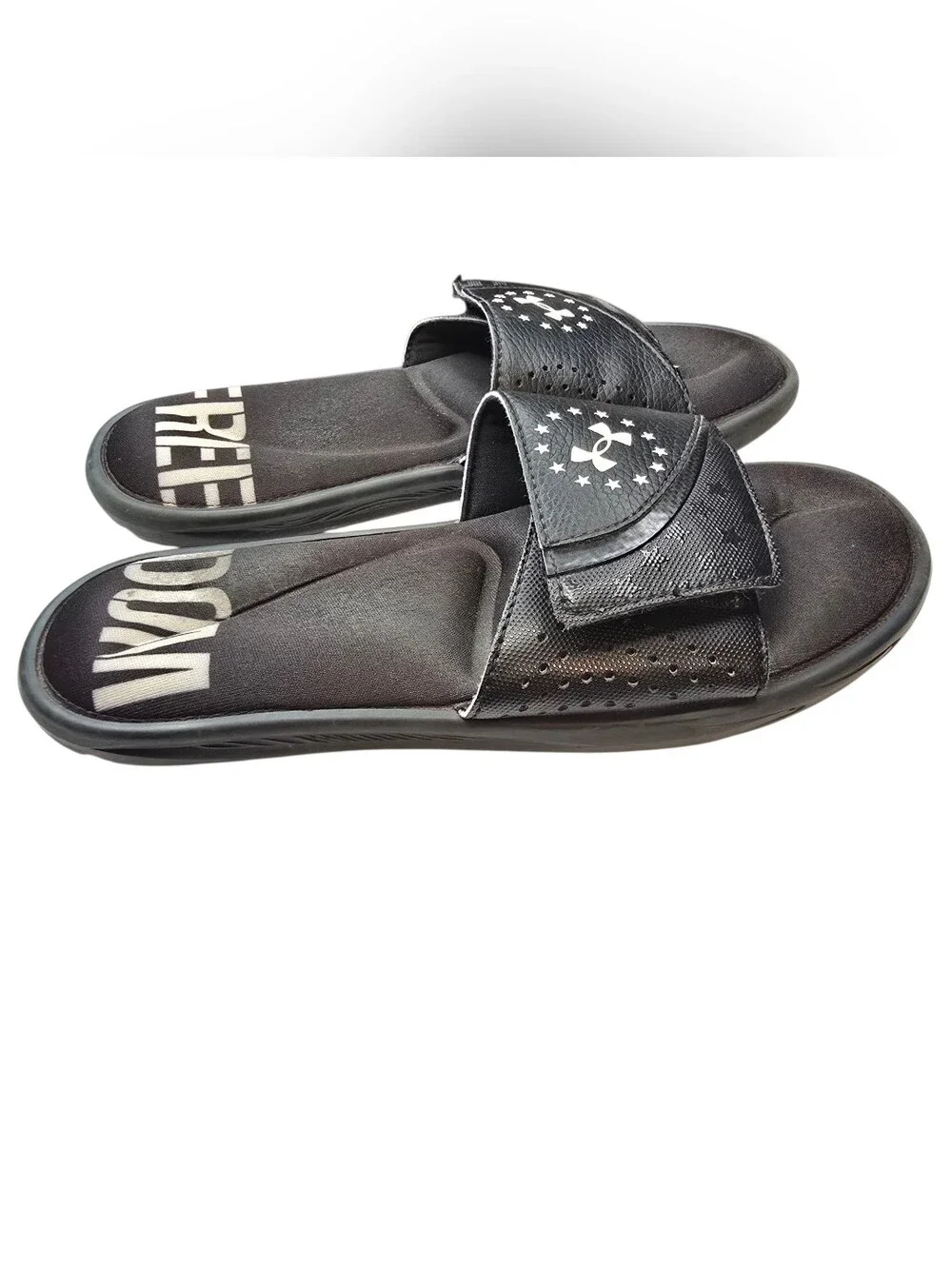 Under Armour Freedom Black Slides Sandals 7 Mens